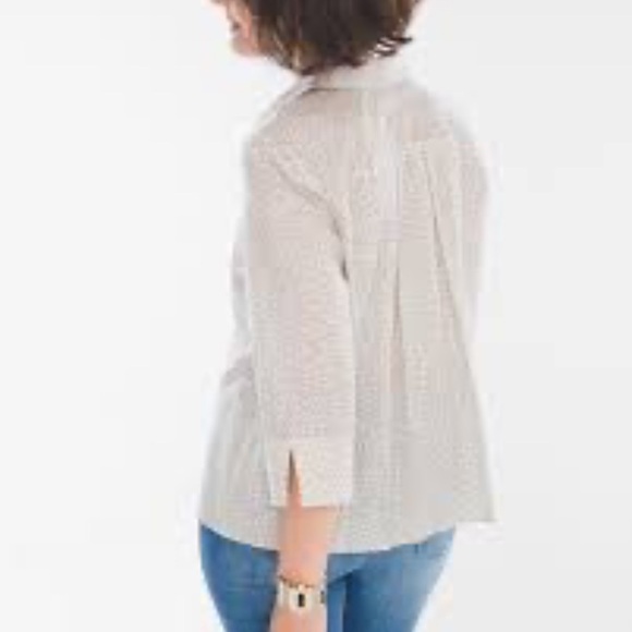 Chico’s Leopard pleat back 3/4 sleeves no-iron buttoned down women’s shirt Sz XL - Picture 3 of 11